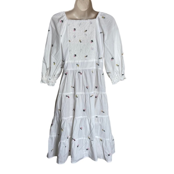 Ivy City White Floral Embroidered Dress Puff Sleeve size X-small - Picture 2 of 7